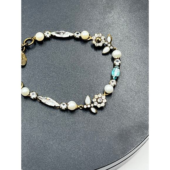 Sorrelli Clear Crystal Flower Blue Swarovski Antiqued Romantic Bracelet - Picture 5 of 11